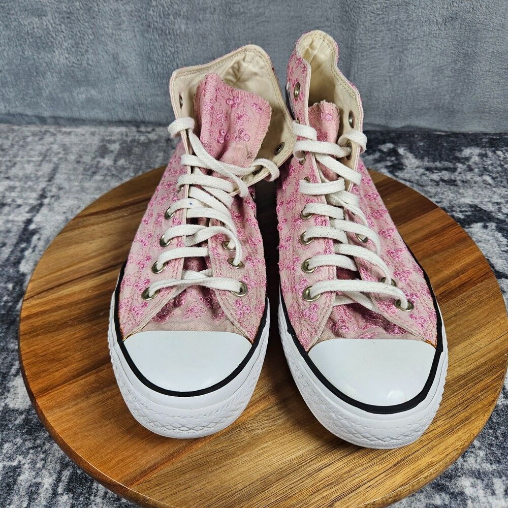 Converse Chuck Taylor All Star High Top Pink Floral White Sneakers Womens 10 - Picture 6 of 12